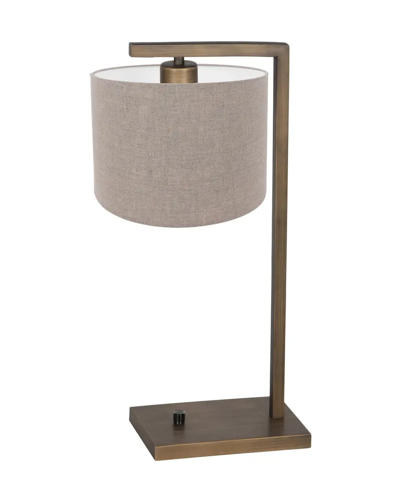 Stang Tischlampe aus Metall und Leinen in Bronze, Grau, Ansicht 2