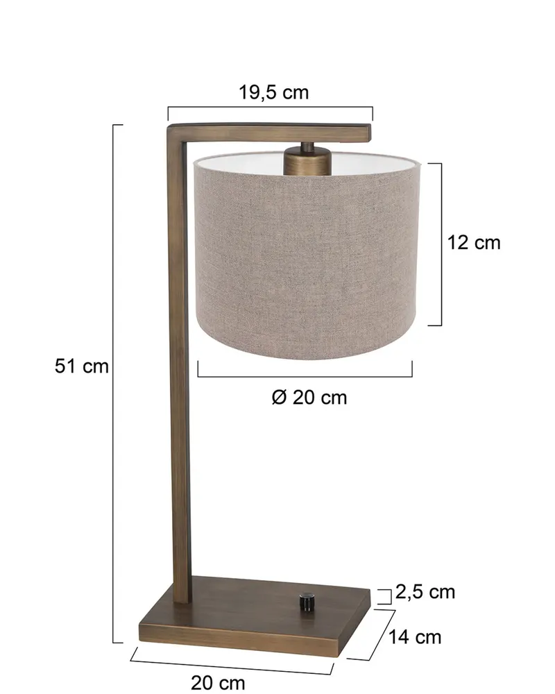 Stang Tischlampe aus Metall und Leinen in Bronze, Grau, Ansicht 9