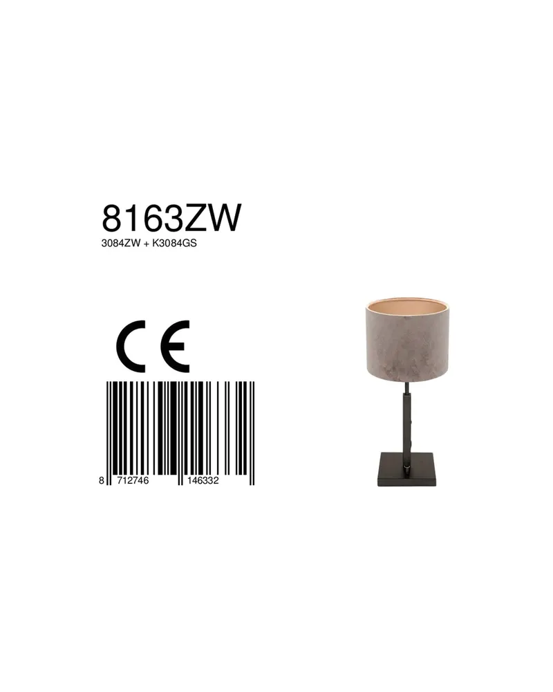Stang Tischlampe in Grau und Schwarz mit E27-Fassung in Grau, Ansicht 7