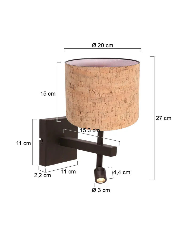 Steinhauer Stang Wandleuchte mit verstellbarem Lesearm in Kakao, Ansicht 2