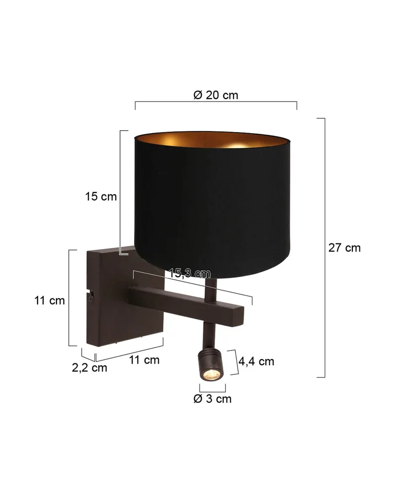 Steinhauer Stang Wandleuchte mit verstellbarem Lesearm in Kakao, Ansicht 2