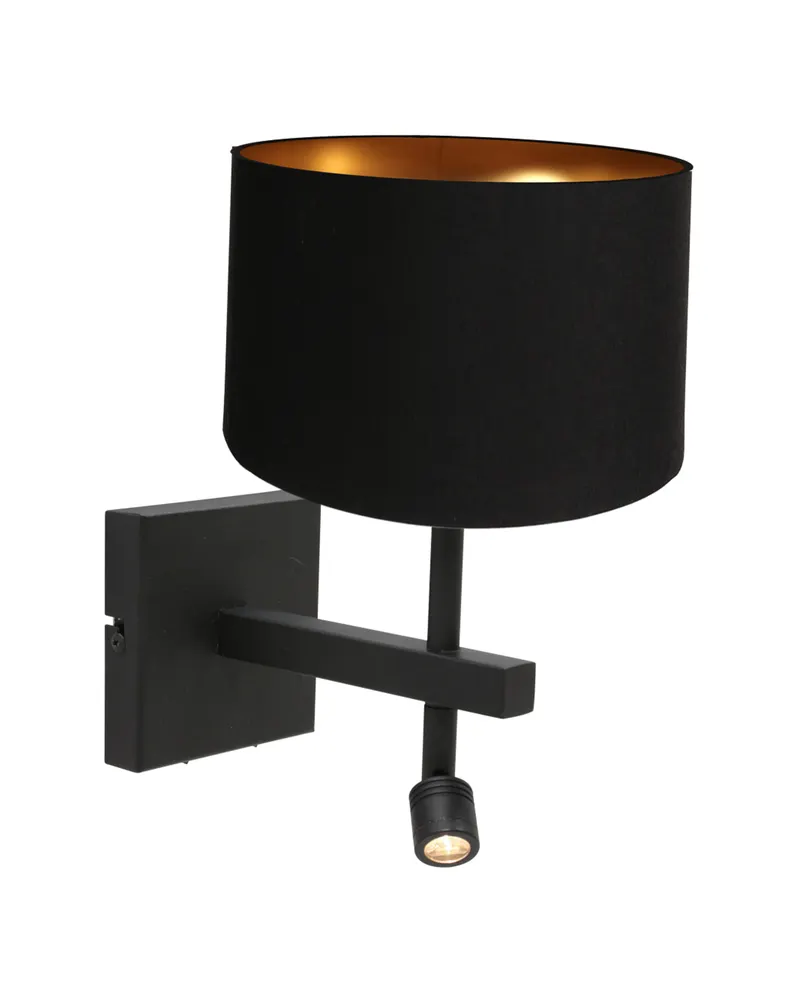 Steinhauer Stang Wandleuchte mit schwenkbarem Lesearm, Schwarz in Schwarz, Ansicht 1