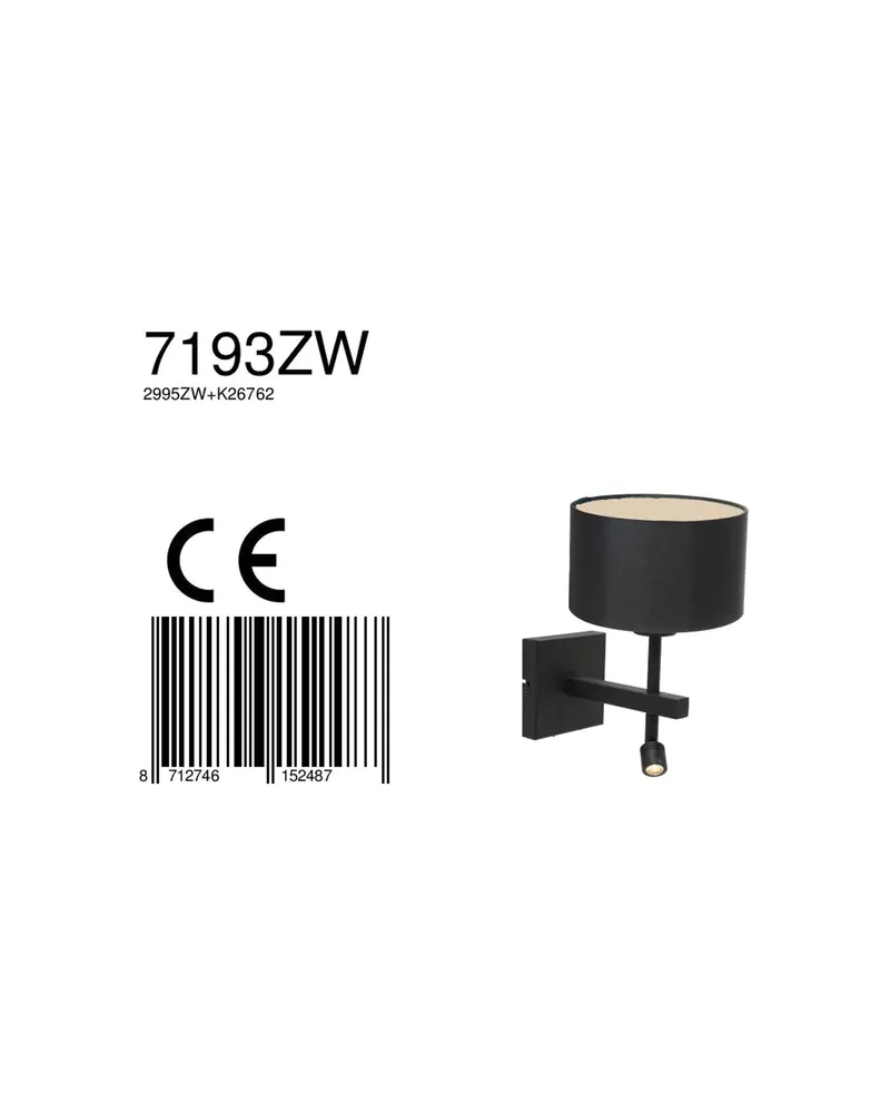 Steinhauer Stang Wandleuchte mit schwenkbarem Lesearm, Schwarz in Schwarz, Ansicht 16