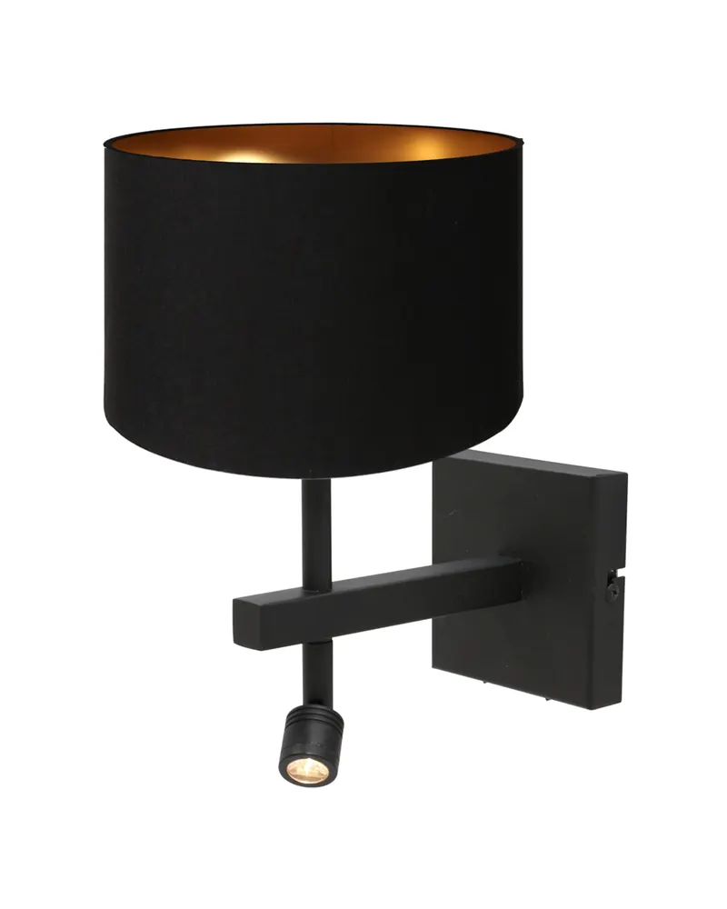 Steinhauer Stang Wandleuchte mit schwenkbarem Lesearm, Schwarz in Schwarz, Ansicht 3