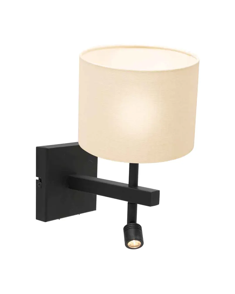 Stang Wandleuchte mit LED-Lesearm in Schwarz, Ansicht 1