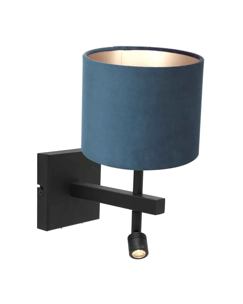 Stang Wandleuchte mit verstellbarem Lesearm, Blau, Schwarz