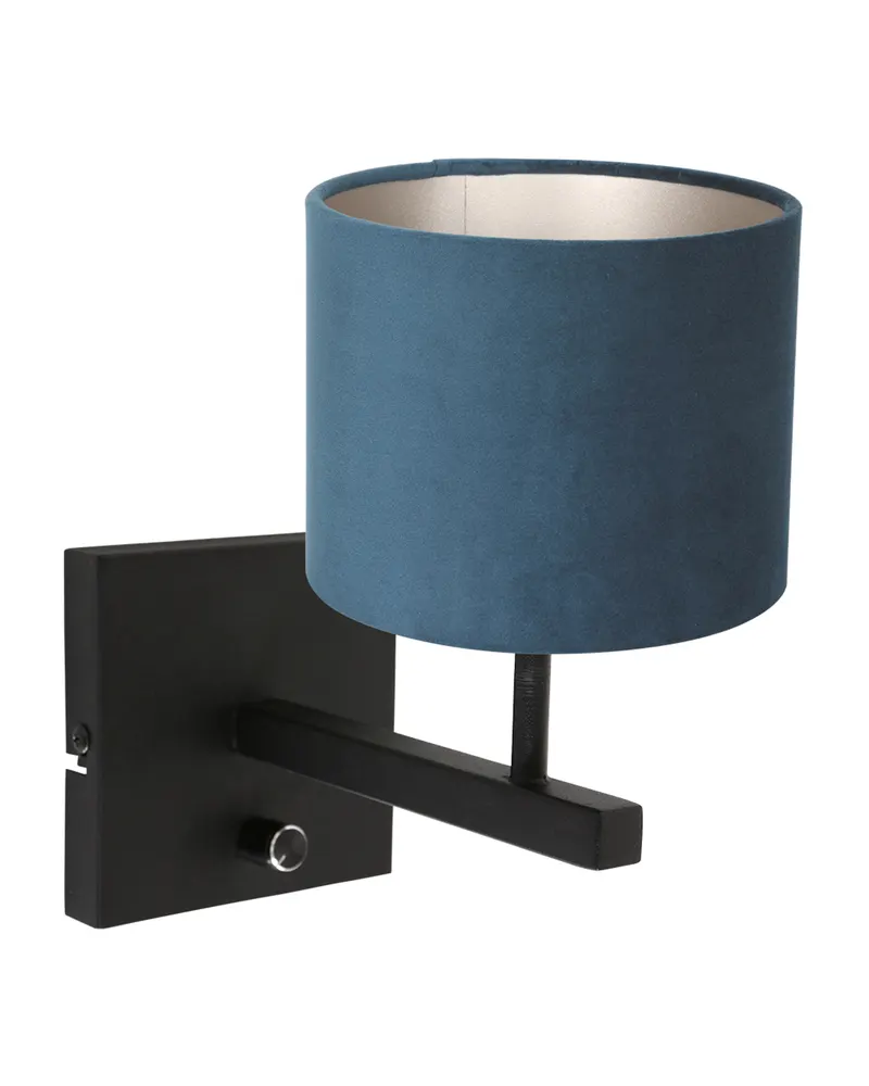 Stang Wandleuchte mit E27-Fassung und Lesearm in Blau, Schwarz, Ansicht 2