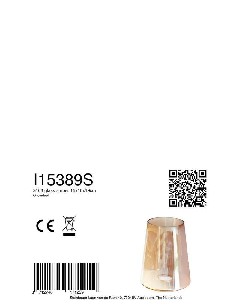 Steinhauer Ersatzglas I15389S für Leuchten 3103CA und 3103ME in Bernsteinfarben, Ansicht 4