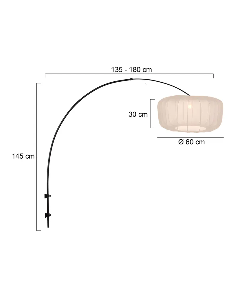 Vella-Lino Wandleuchte mit verstellbarem Arm in Beige, Creme, Schwarz, Ansicht 14