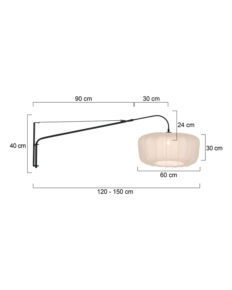Vella-Lino Wandleuchte mit verstellbarem Arm in Beige, Creme, Schwarz, Ansicht 13