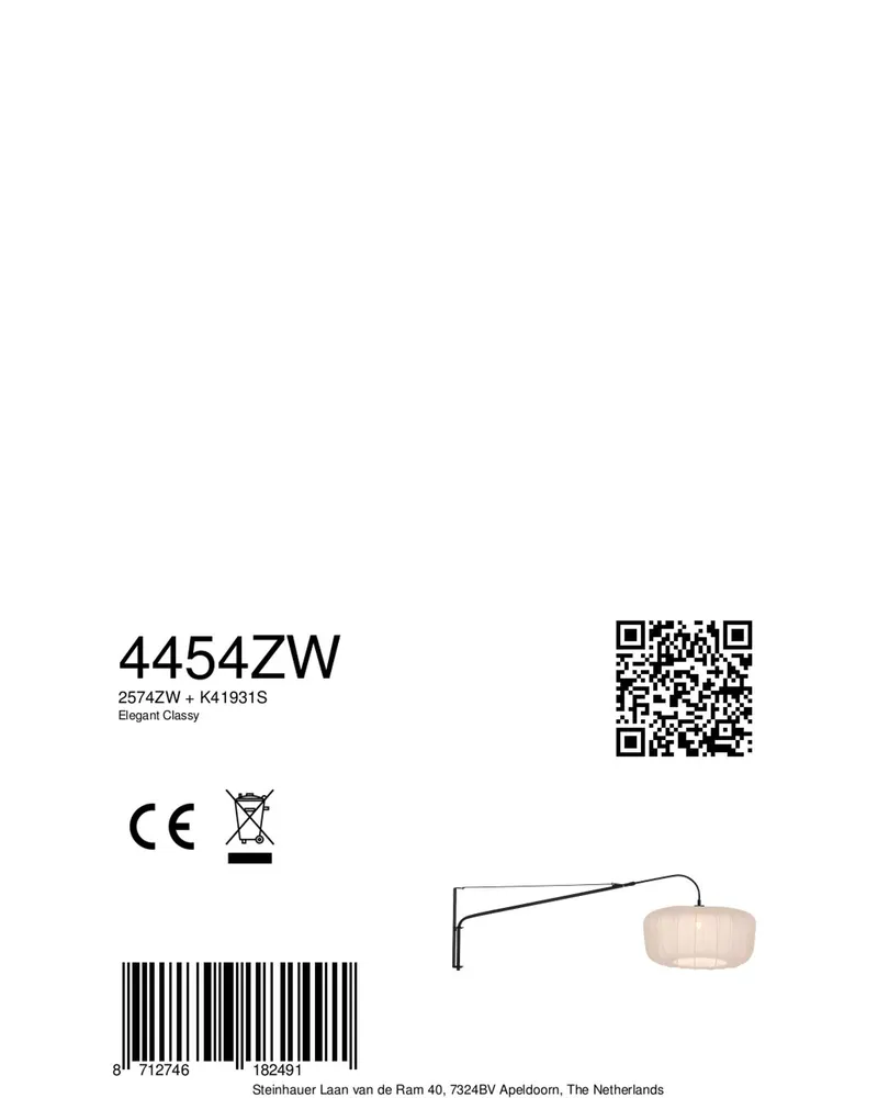 Vella-Lino Wandleuchte mit verstellbarem Arm in Beige, Creme, Schwarz, Ansicht 4