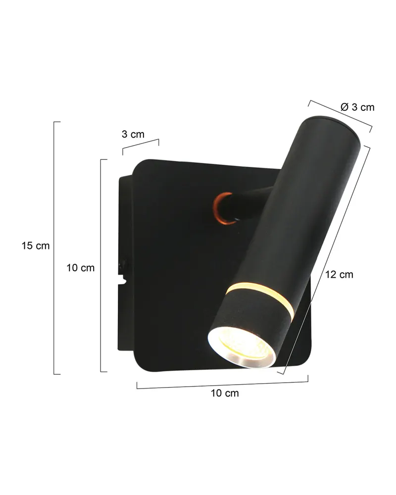 Steinhauer Volari Wandspot in Schwarz mit austauschbarem LED-Modul in Schwarz, Ansicht 3