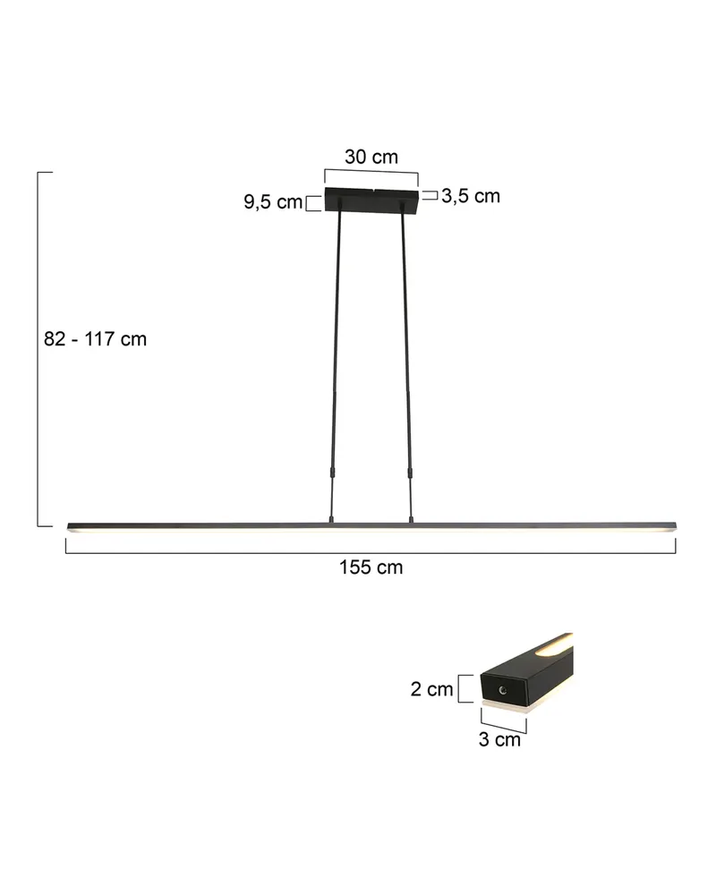Steinhauer Zelena LED-Pendelleuchte in Schwarz, Ansicht 3