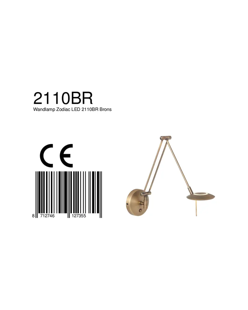 Steinhauer Zodiac LED Wandleuchte mit verstellbarem Lesearm in Bronze, Ansicht 19