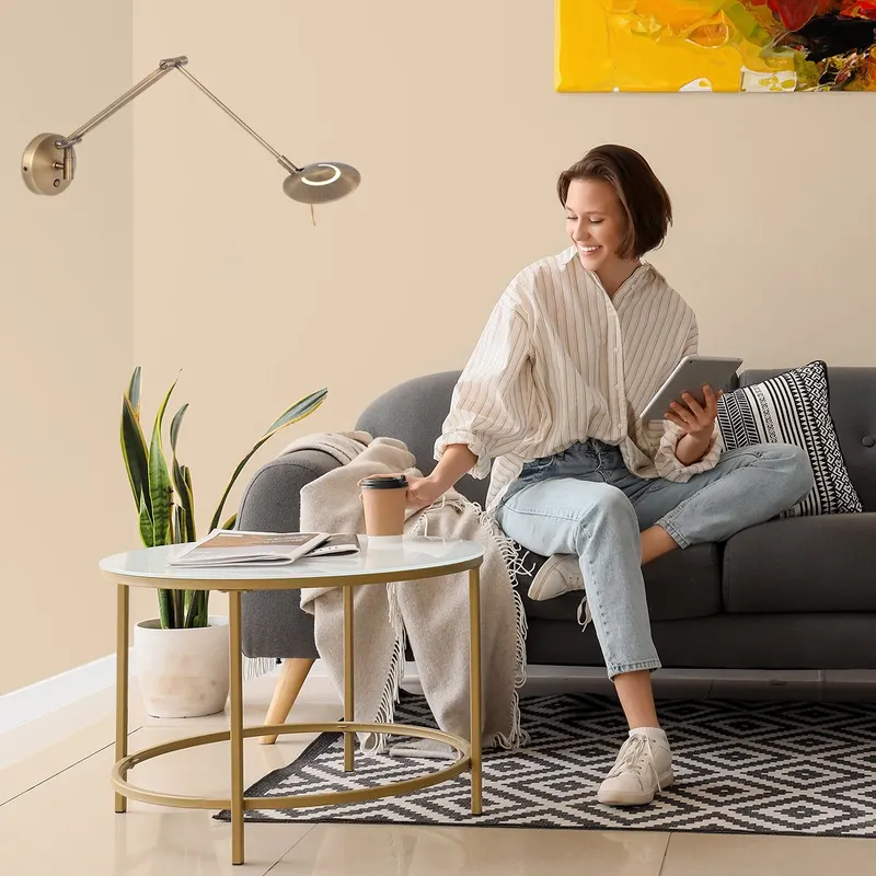 Steinhauer Zodiac LED Wandleuchte mit verstellbarem Lesearm in Bronze, Ansicht 22