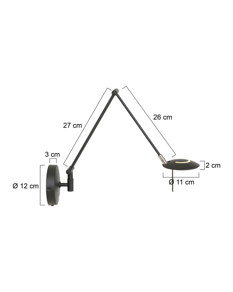 Steinhauer Zodiac LED Wandleuchte mit verstellbarem Lesearm in Schwarz, Ansicht 2