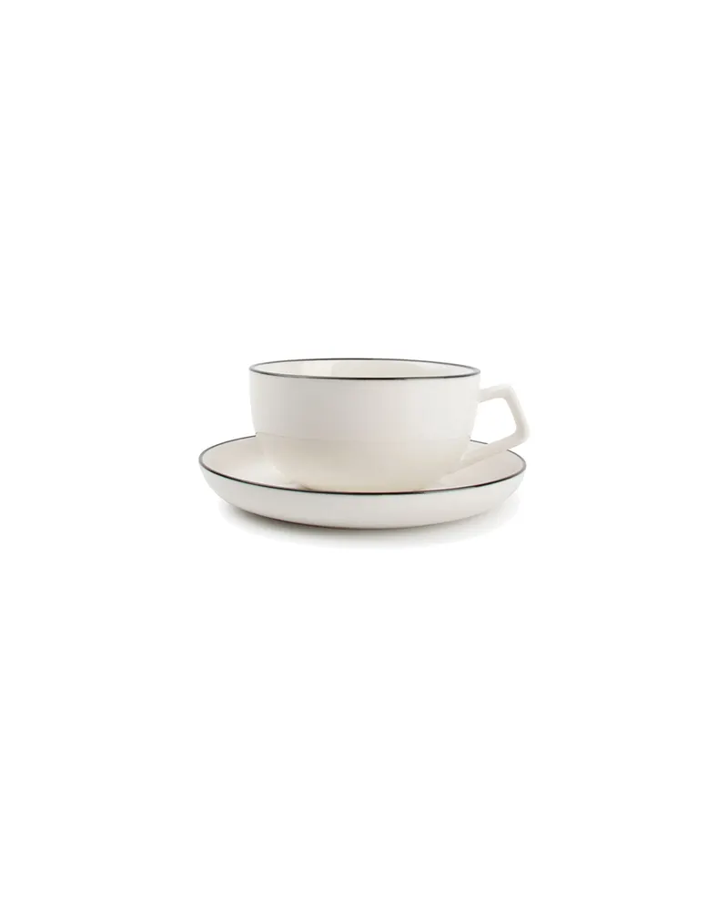 Studio Base Tasse mit Untertasse aus New Bone China, 220 ml, Weiß
