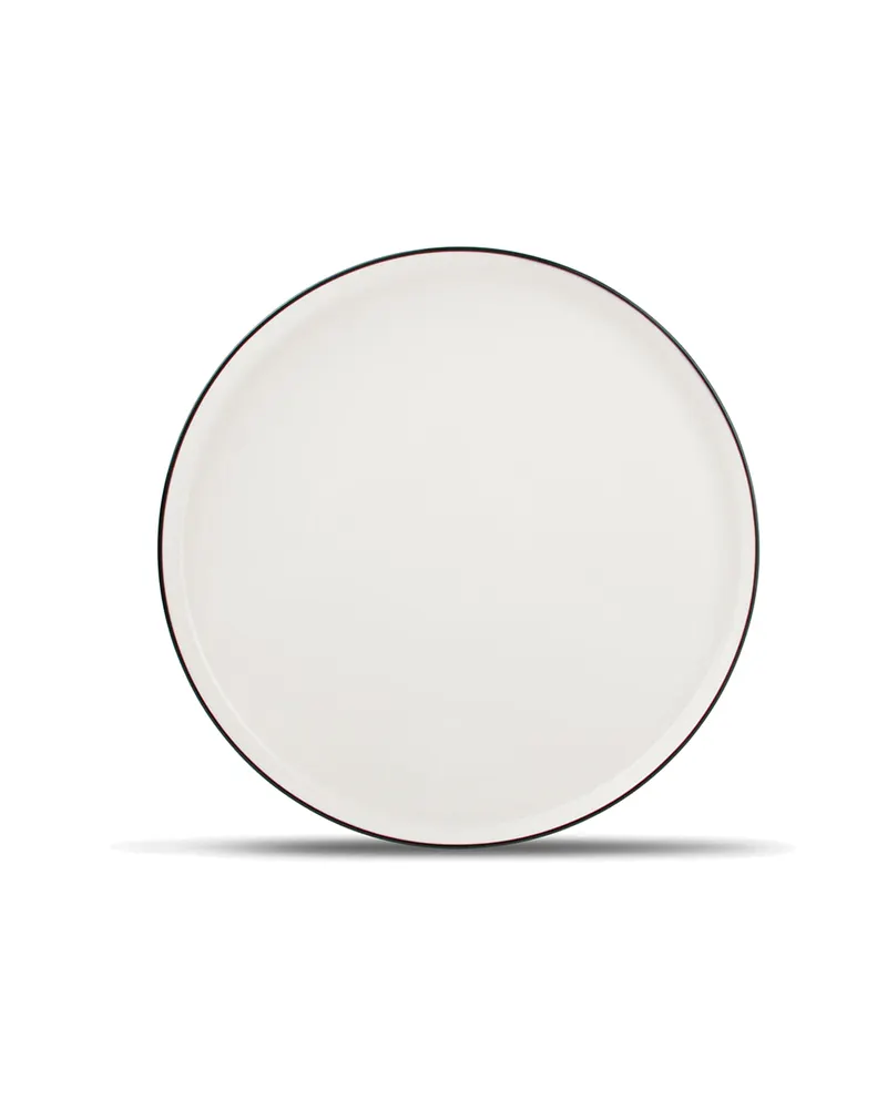 Studio Base Teller aus weißem New Bone China mit schwarzem Rand