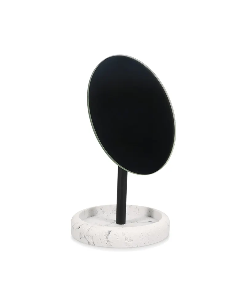 Suds Spiegel mit Ständer aus Polyresin in Steinoptik, mit Ständer Marmor Weiß