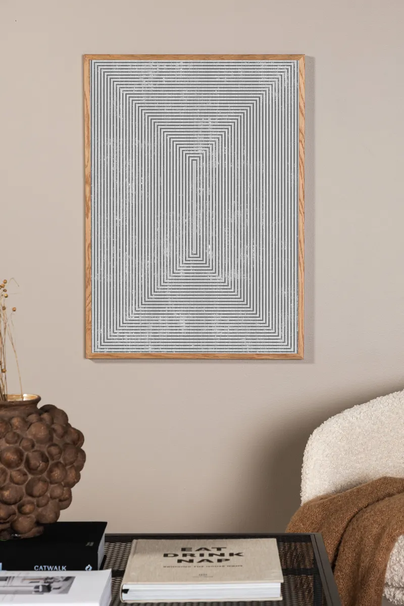 Symmetrical Poster mit ineinander liegenden Rechtecken in 70 × 50 cm, im Wohnraum, Ansicht 1