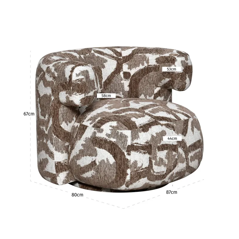 Sessel Talley, Brown nature, drehbar von Richmond Interiors, Maßzeichnung 8