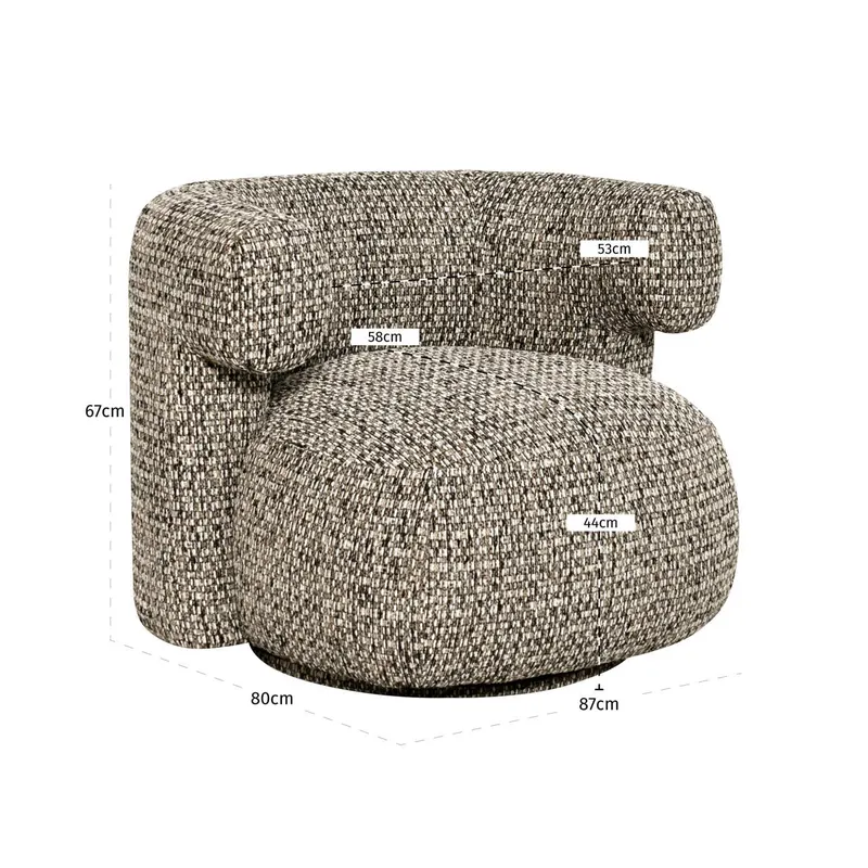 Sessel Talley, Cobblestone, drehbar von Richmond Interiors, Maßzeichnung 8
