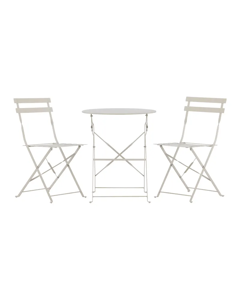 Tao Balkonmöbel-Set aus Stahl, Tisch und Stühle klappbar, Beige