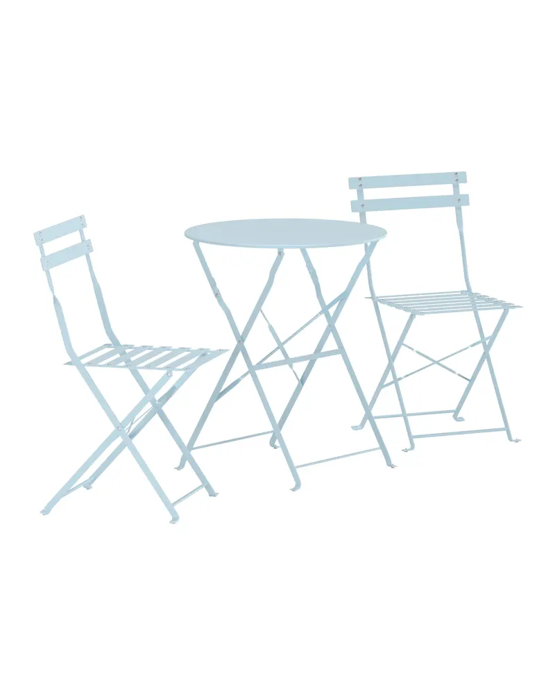 Tao Balkonmöbel-Set mit rundem Klapptisch und zwei Café-Stühlen in Blau, Ansicht 2