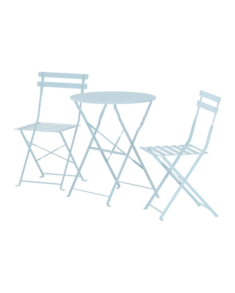 Tao Balkonmöbel-Set mit rundem Klapptisch und zwei Café-Stühlen in Blau, Ansicht 3