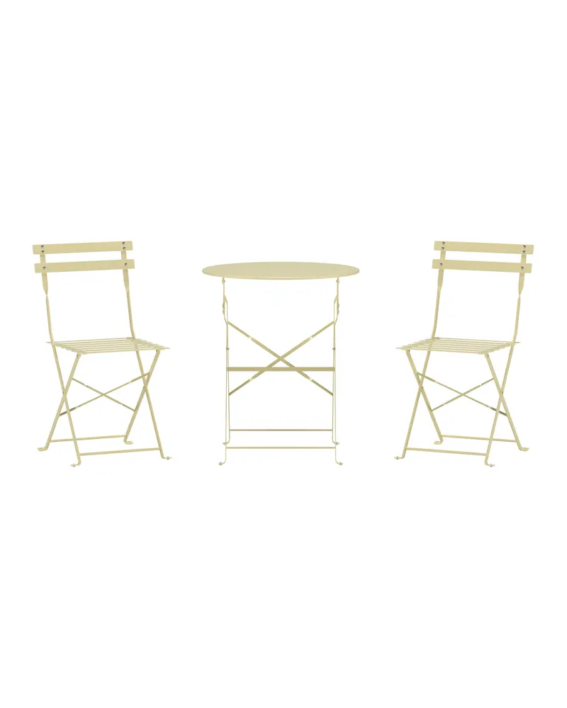 Tao Balkonmöbel-Set mit rundem Klapptisch und Café-Stühlen, Hellgelb