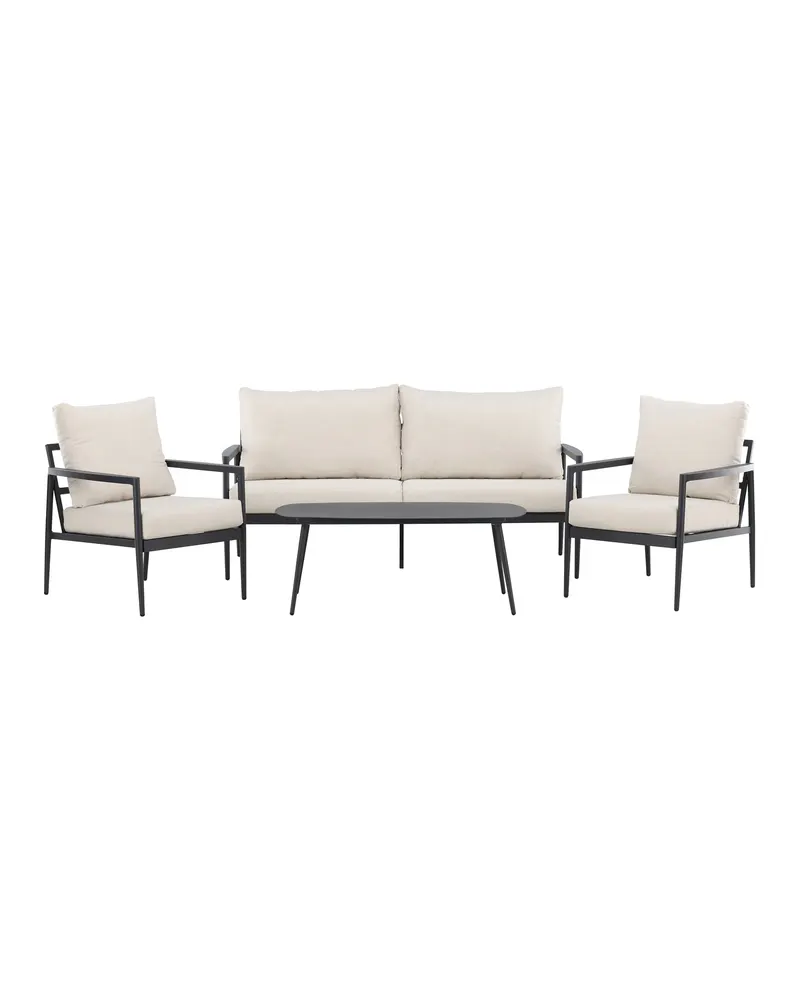 Taromina Gartenlounge mit Sofa, zwei Sesseln und Tisch, Ansicht 1