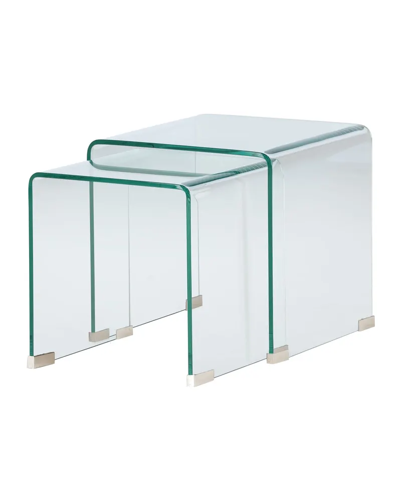 Telemark Satztisch-Set aus gebogenem Glas: 2 Beistelltische, Klar, Gestell Transparent