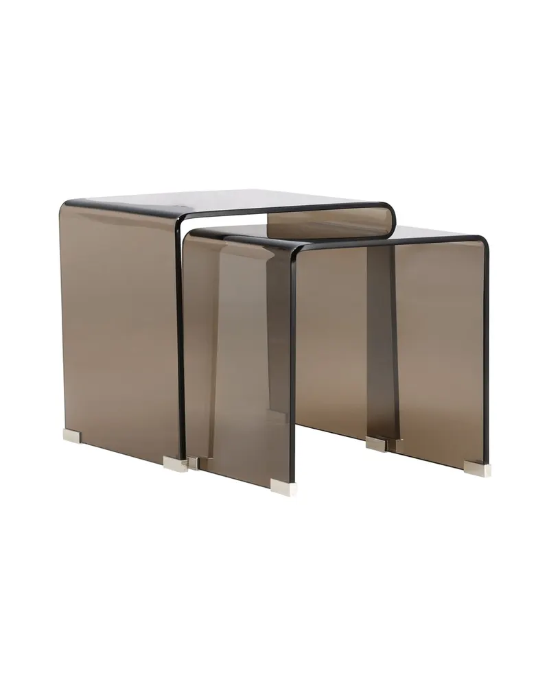 Telemark Satztisch-Set aus gebogenem Glas in Braun, Ansicht 6