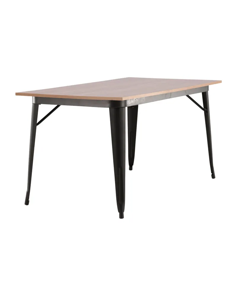 Tempe Esstisch mit Stahlbeinen in 140 × 80 cm, Walnuss, Gestell Schwarz, Ansicht 2