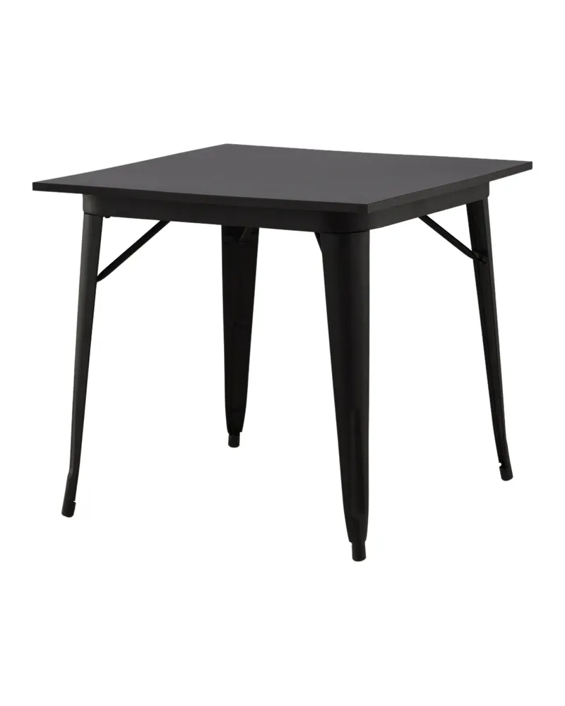 Tempe Esstisch mit Stahlbeinen in 80 × 80 cm, Schwarz, Ansicht 2