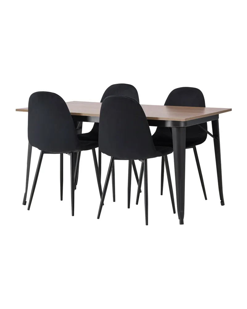 Tempe & Polar Essgruppe mit Esstisch 140 × 80 cm und 4 Samtstühlen in Schwarz, Ansicht 6