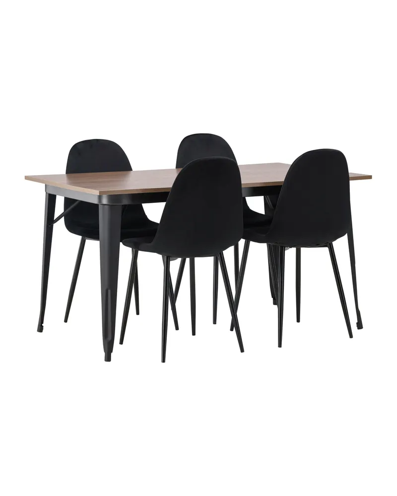 Tempe & Polar Essgruppe mit Esstisch 140 × 80 cm und 4 Samtstühlen in Schwarz, Ansicht 9