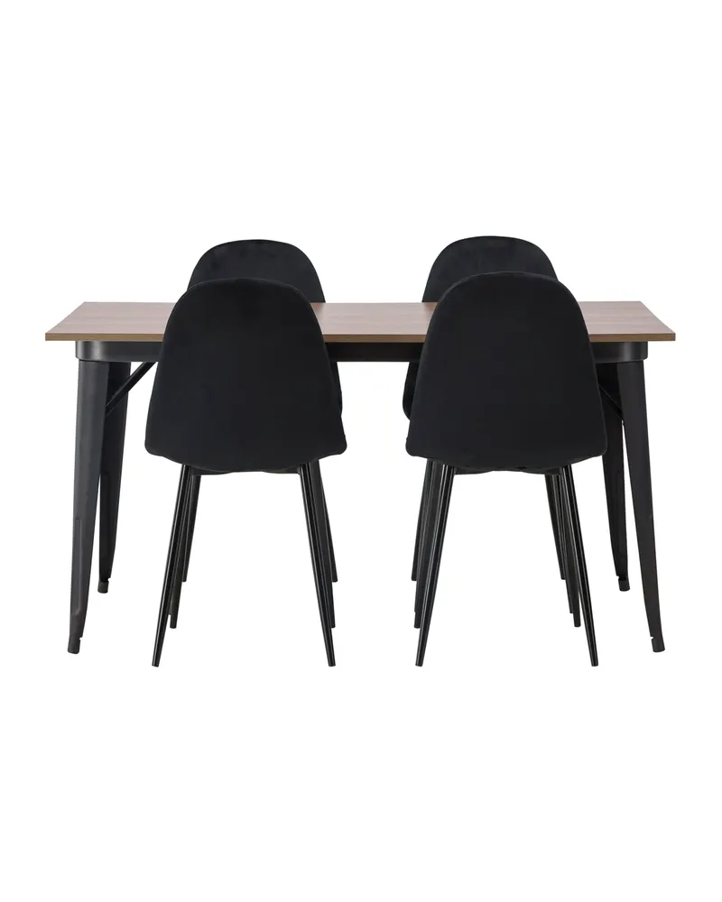 Tempe & Polar Essgruppe mit Esstisch 140 × 80 cm und 4 Samtstühlen in Schwarz, Ansicht 10
