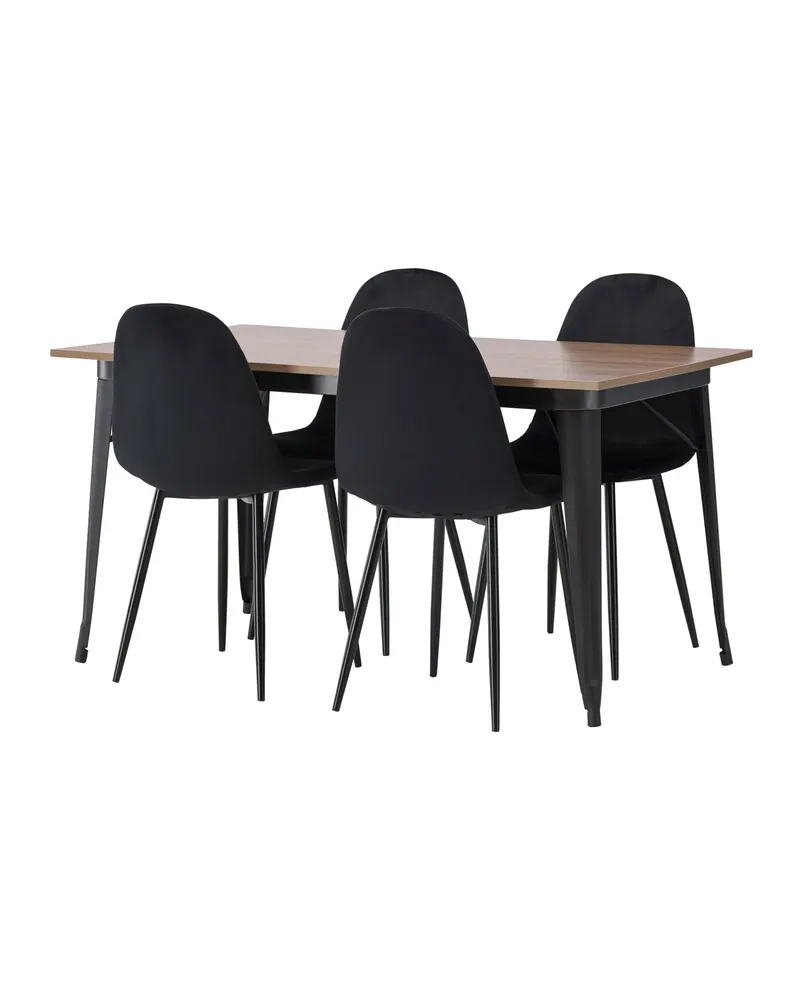 Tempe & Polar Essgruppe mit Esstisch 140 × 80 cm und 4 Samtstühlen in Schwarz, Ansicht 11