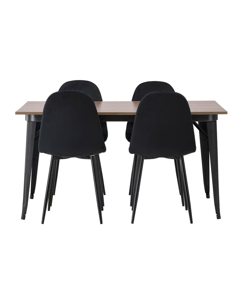 Tempe & Polar Essgruppe mit Esstisch 140 × 80 cm und 4 Samtstühlen in Schwarz, Ansicht 5