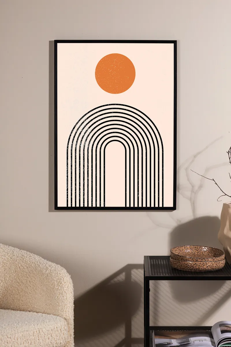 Tempel Poster mit Linienbogen und Kreisscheibe in 40 × 30 cm, im Wohnraum, Ansicht 1