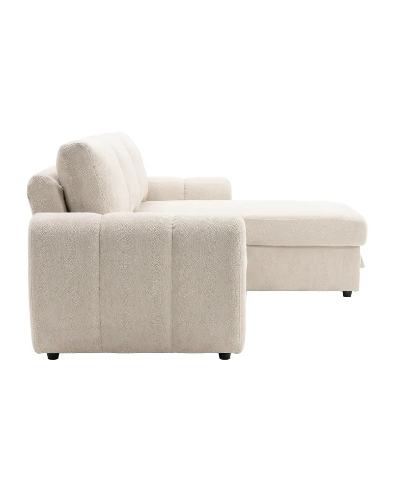 Teo Schlafsofa mit Chaiselongue in Beige, Gestell Schwarz, Ansicht 3