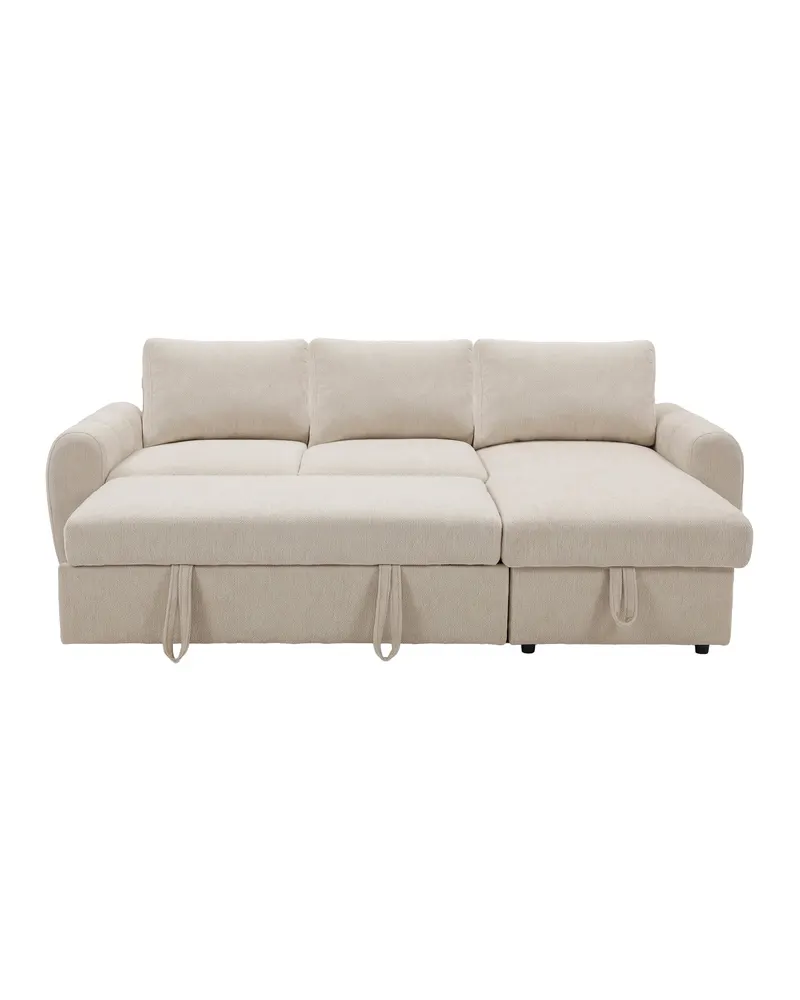 Teo Schlafsofa mit Chaiselongue in Beige, Gestell Schwarz, Ansicht 7