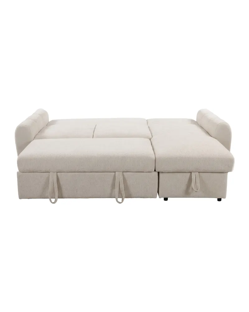Teo Schlafsofa mit Chaiselongue in Beige, Gestell Schwarz, Ansicht 8