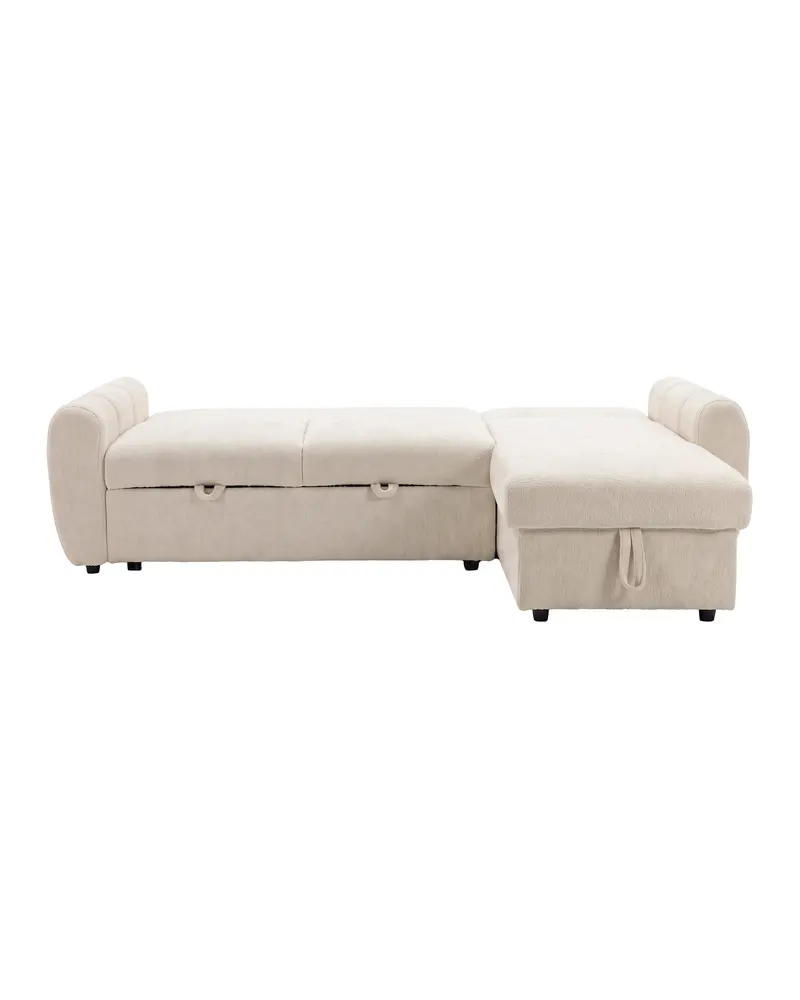 Teo Schlafsofa mit Chaiselongue in Beige, Gestell Schwarz, Ansicht 9