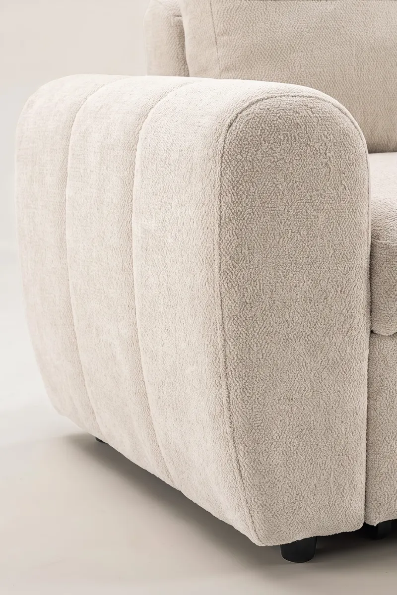 Teo Schlafsofa mit Chaiselongue in Beige, Gestell Schwarz, im Wohnraum, Ansicht 4