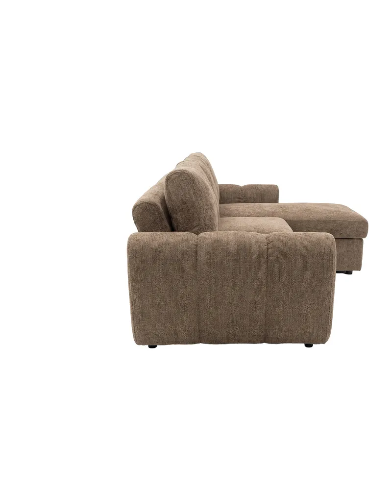 Teo Schlafsofa mit Chaiselongue in Braun, Gestell Schwarz, Ansicht 3