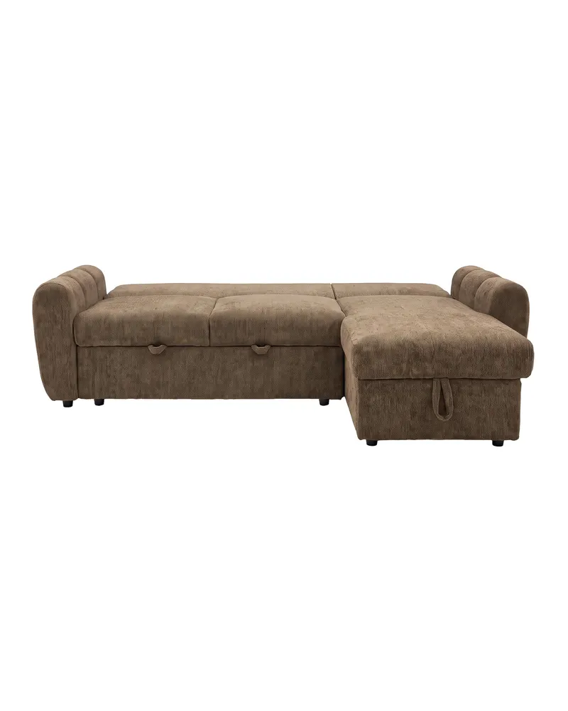 Teo Schlafsofa mit Chaiselongue in Braun, Gestell Schwarz, Ansicht 5