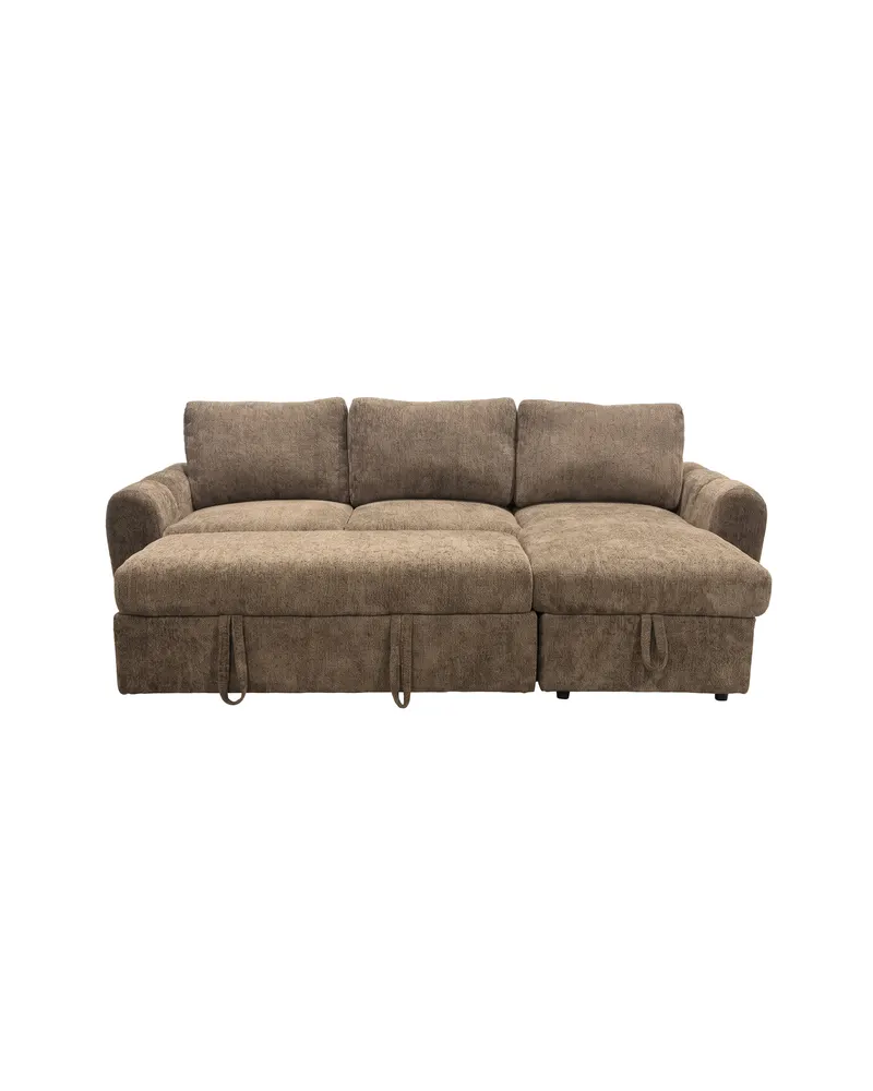 Teo Schlafsofa mit Chaiselongue in Braun, Gestell Schwarz, Ansicht 7