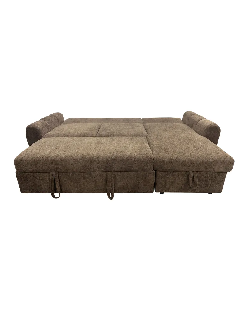 Teo Schlafsofa mit Chaiselongue in Braun, Gestell Schwarz, Ansicht 8
